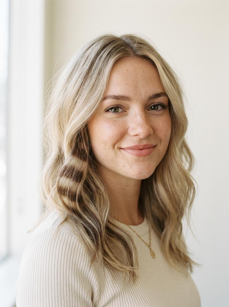 Blonde Haare mit dunkler Raccoon Tail Strähne - Raccoon Tail Hair Idee